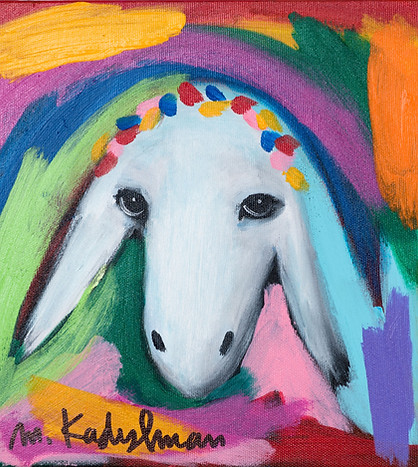 menashe Kadishman, Sheep head, acrylic on canvas