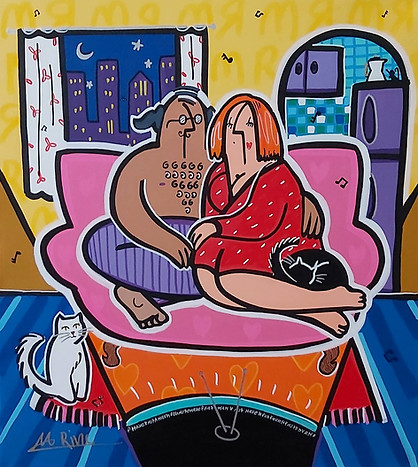 Rina Maimon, Together on the couch, Acrylic on canvas, 60_70cm.jpg